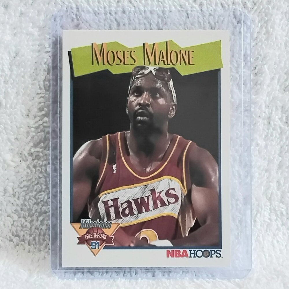 5/$20 Mint 1991 NBA Hoops Moses Malone Milestone Free Throws NBA Card 318!!